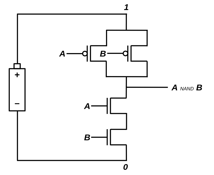 NAND gate with transistors